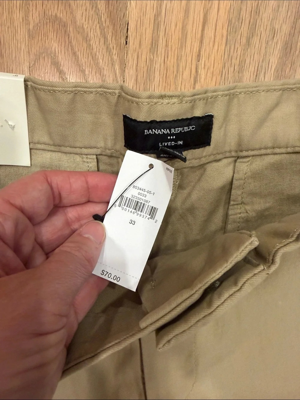 Banana Republic Men’s Khaki Flat Front Chino Shorts Casual Stretch Size 33